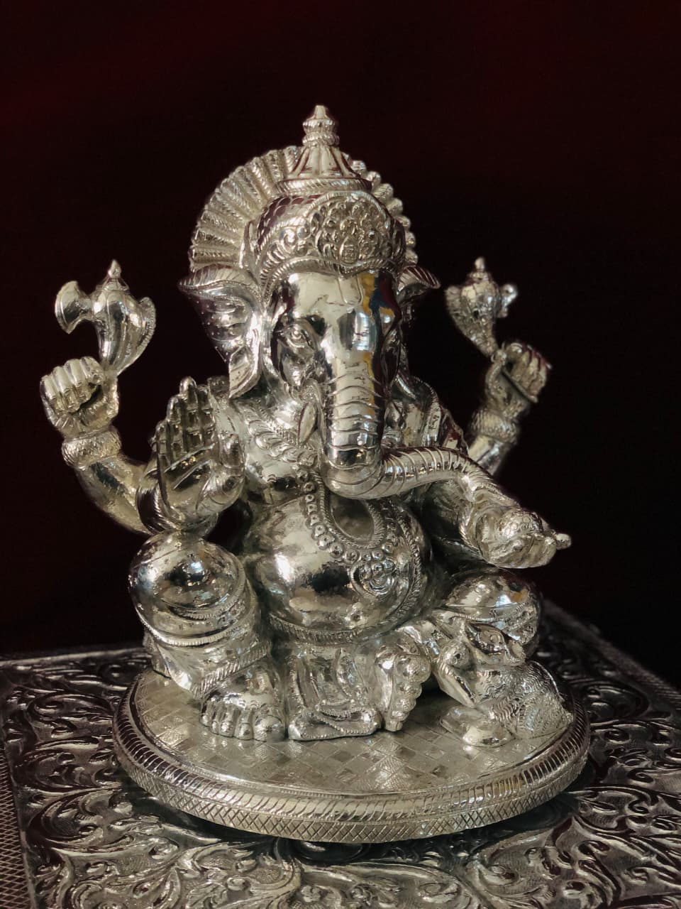 Silver-Finished Ganesha Idol