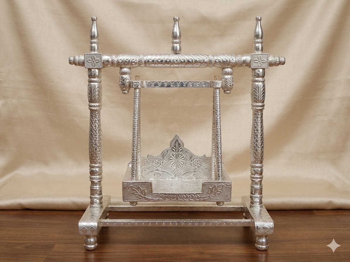 Silver Plated Pillar Jhula Swing