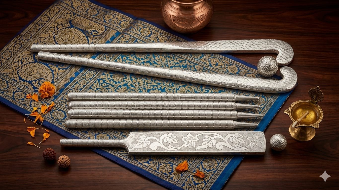 Silver Plated Temple Ritual Instrument Set