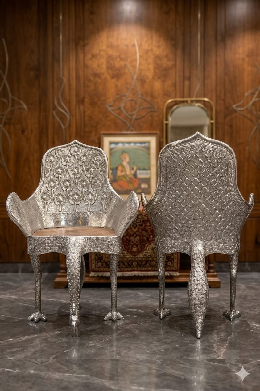 Silver Plated Maharaja Chair Pair